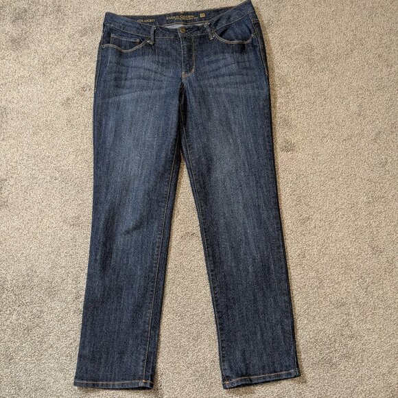FADED GLORY Dark Blue Stretch Denim Mid-Rise Straight Leg Jeans; Size 14 - Picture 1 of 4